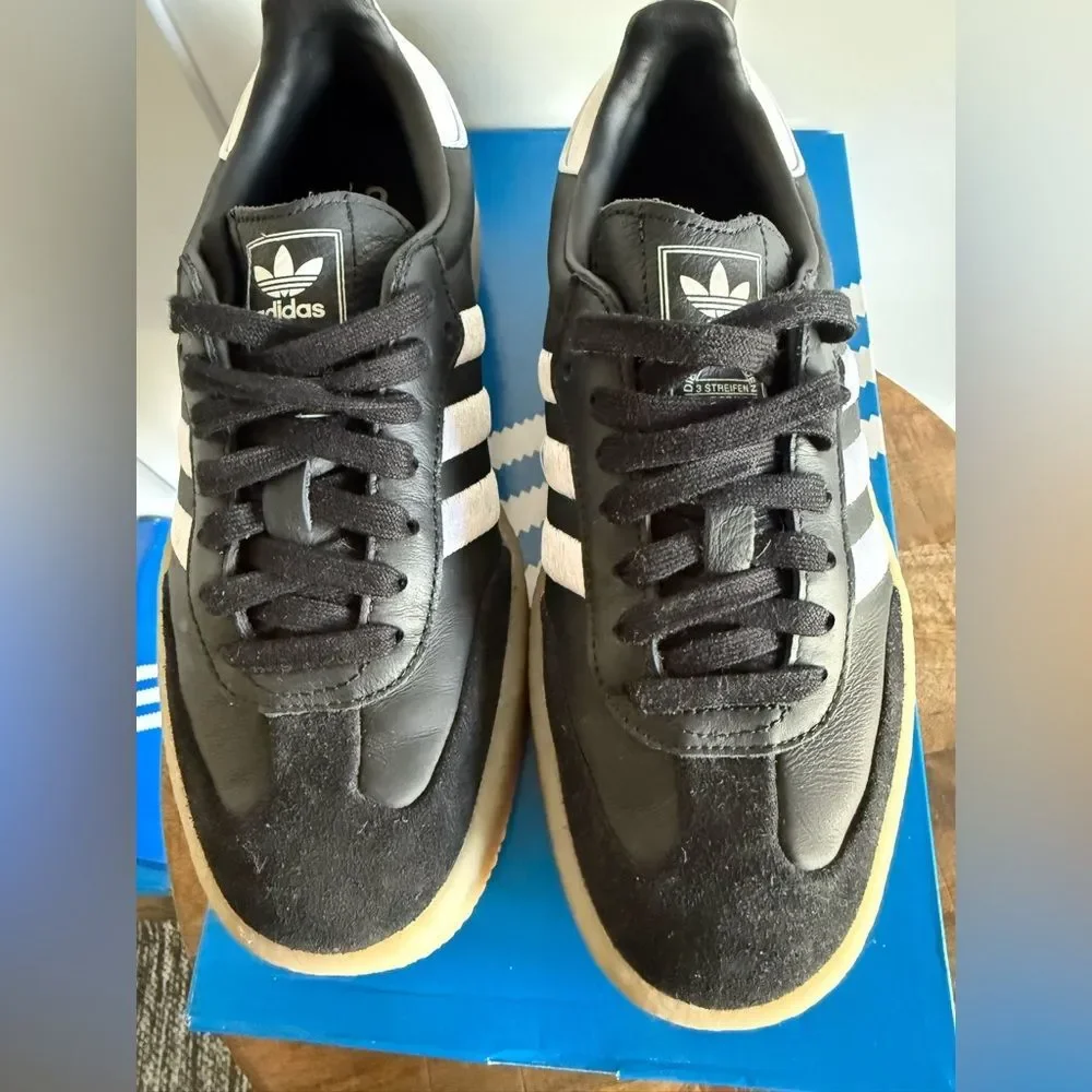 Adidas Sambae Black/White Embroidered Stripes/Gum